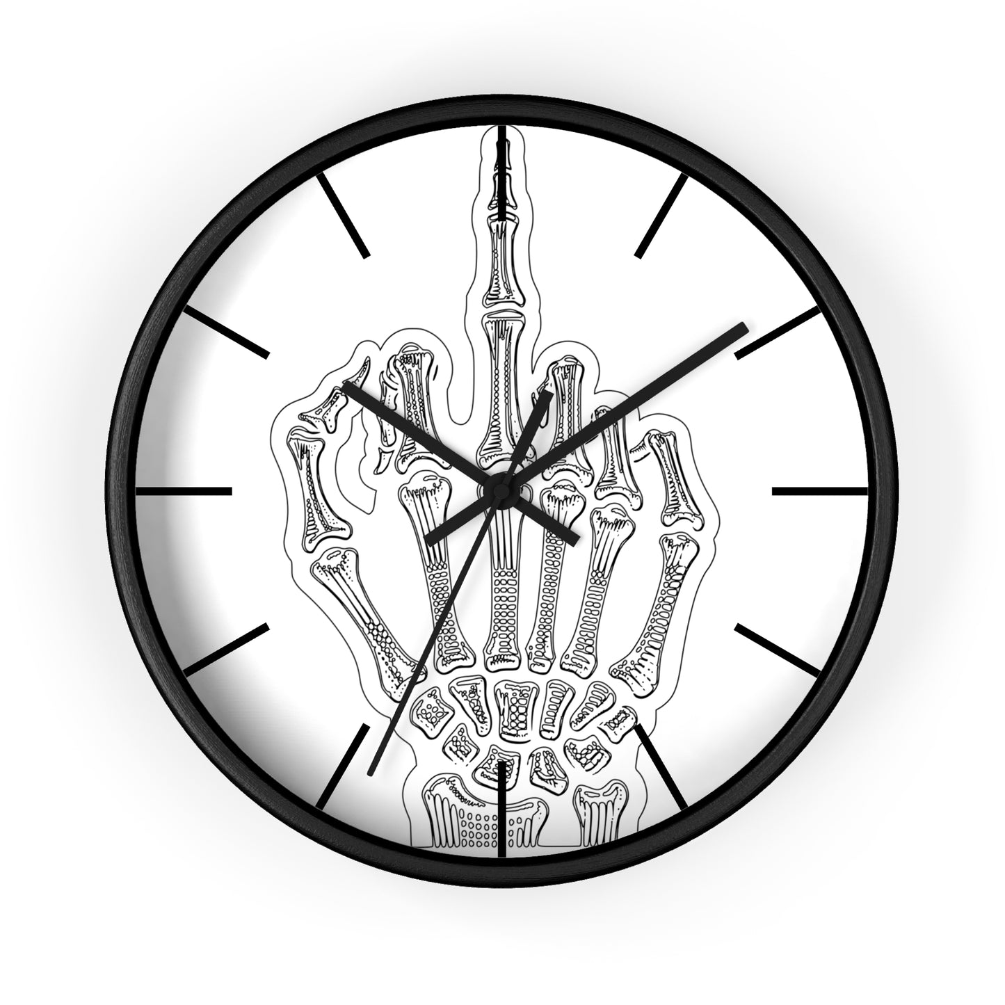 Spooky Skeleton Middle Finger Wall Clock