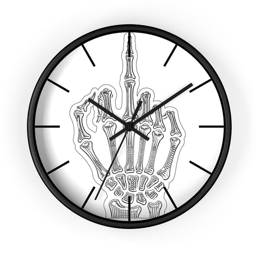 Spooky Skeleton Middle Finger Wall Clock