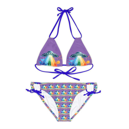 Summerween UFO Beach Day Strappy Bikini Set (AOP)