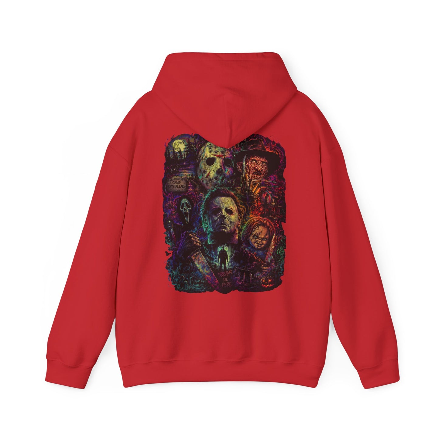 Horror Icons Hoodie — Vintage Slasher Collage Sweatshirt