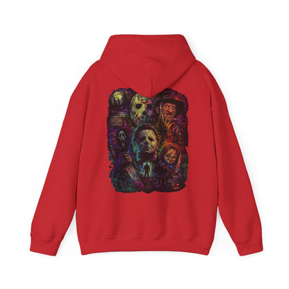 Horror Icons Hoodie — Vintage Slasher Collage Sweatshirt