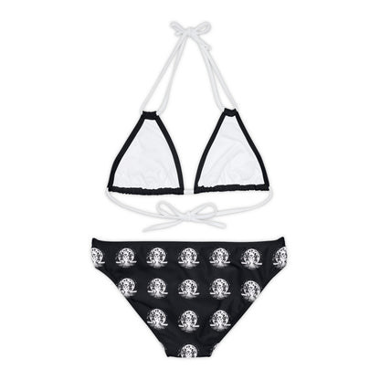 Summerween It's Not My Fault, The Moon Was Full Dancing Skeleton Strappy Bikini Set Swimsuit(AOP)