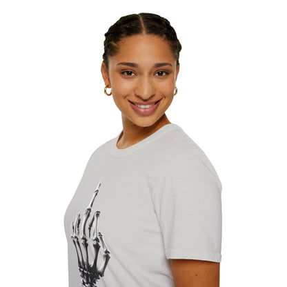 Skeleton Middle Finger T-Shirt — Edgy Gothic Graphic Tee
