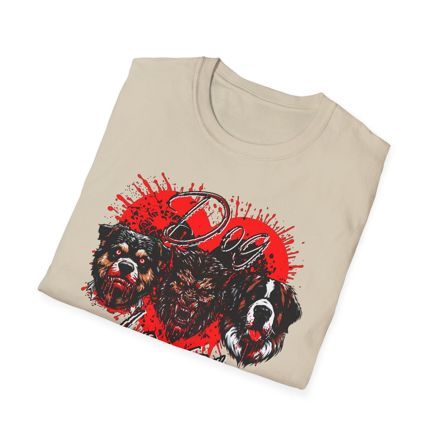 Dog Lover Hounds Of Hell Bloody heart Horror Fun Unisex Softstyle T-Shirt Animal Dark Humor Shirt