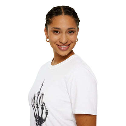 Skeleton Middle Finger T-Shirt — Edgy Gothic Graphic Tee