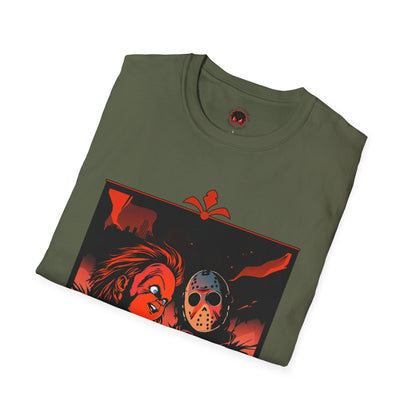 Friends 'Til the End Horror Movie T-Shirt Jason And Chucky Design