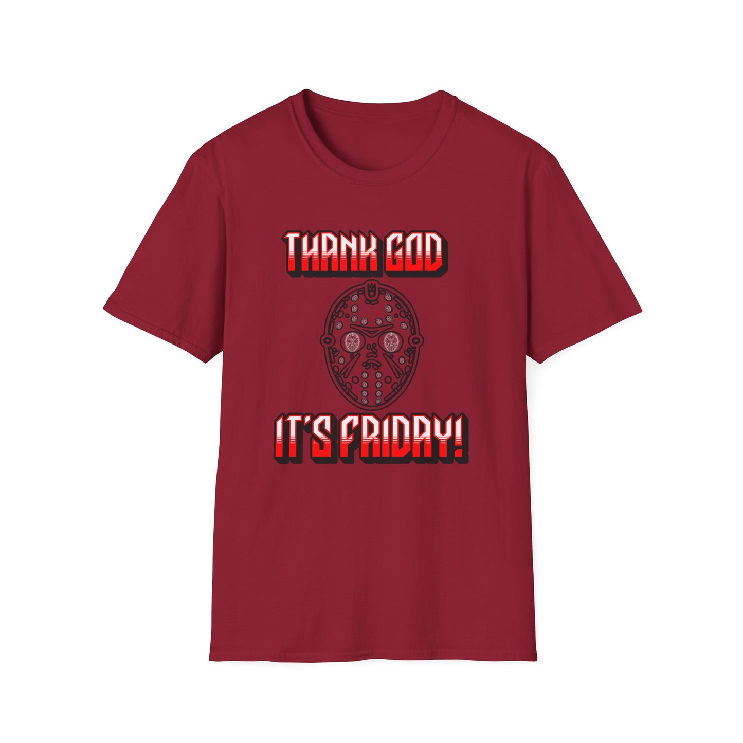 Thank god, It's Friday! TGIF Unisex Softstyle T-Shirt Jason Hockey Mask Horror Fun