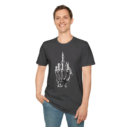 Skeleton Middle Finger T-Shirt — Edgy Gothic Graphic Tee