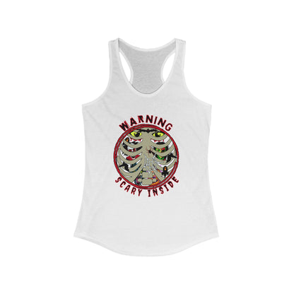 Warning, Scary Inside Women's Ideal Racerback Tank Horror Fun Summer Shirt