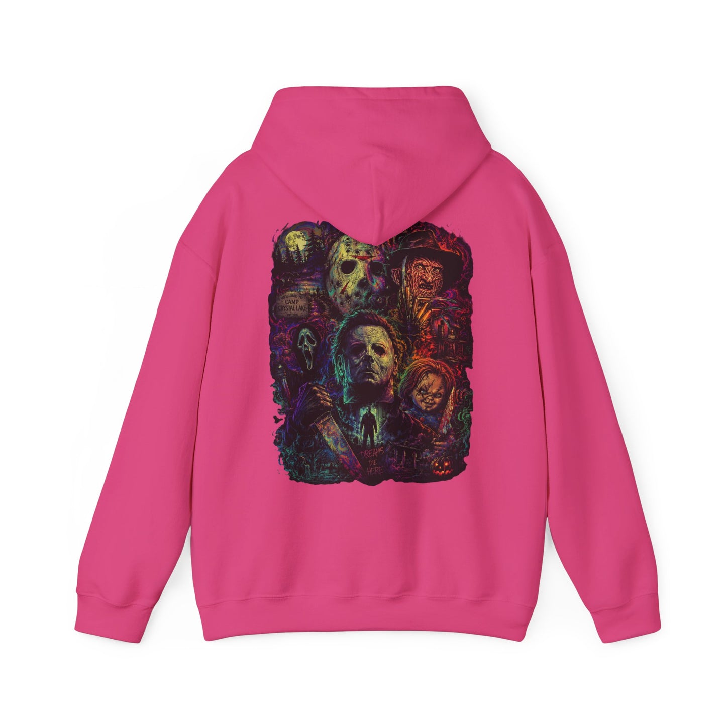 Horror Icons Hoodie — Vintage Slasher Collage Sweatshirt