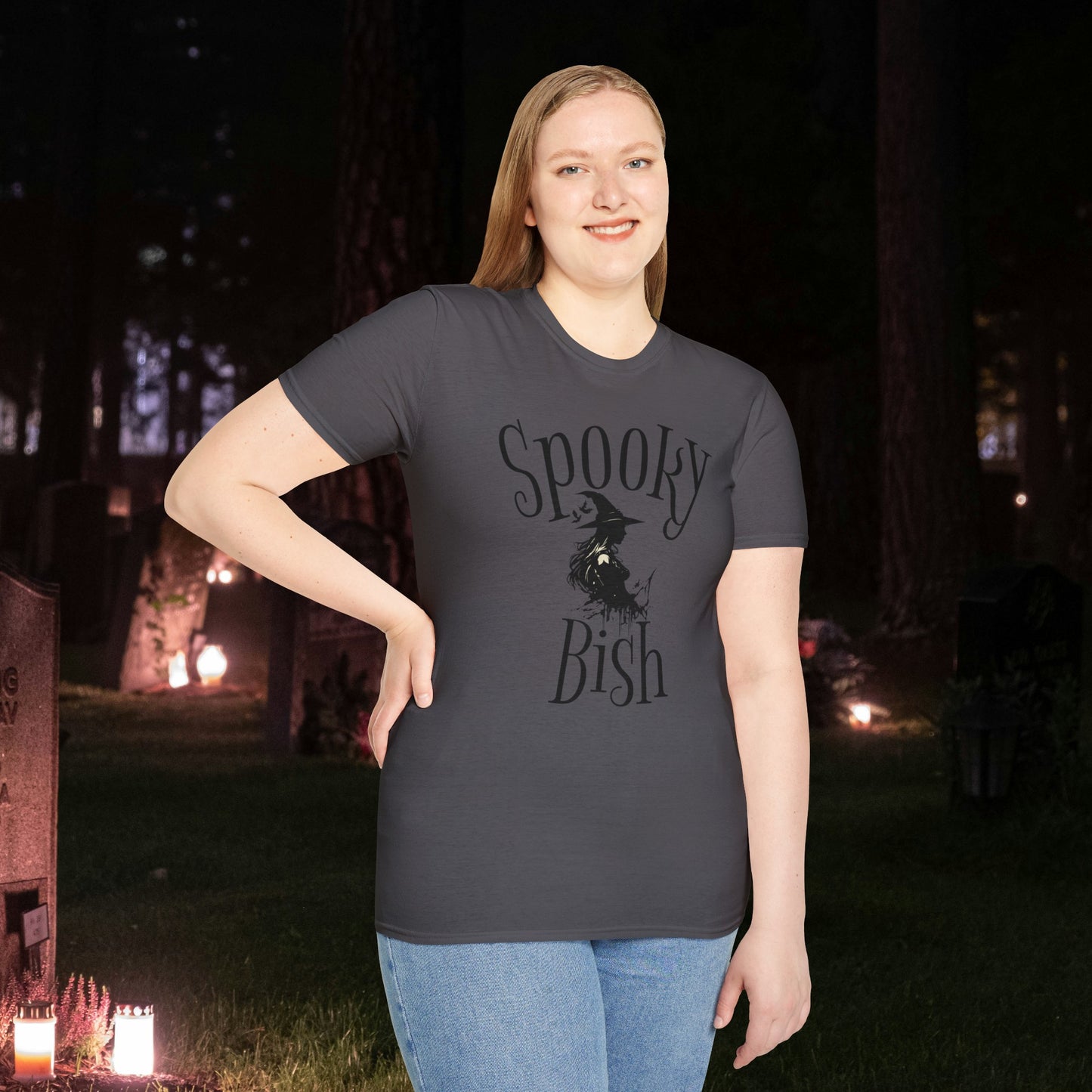 Spooky Bish Witch Gothic Unisex Softstyle T-Shirt Horror Fun