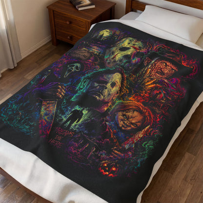 Horror Icons Velveteen Plush Halloween Throw Blanket