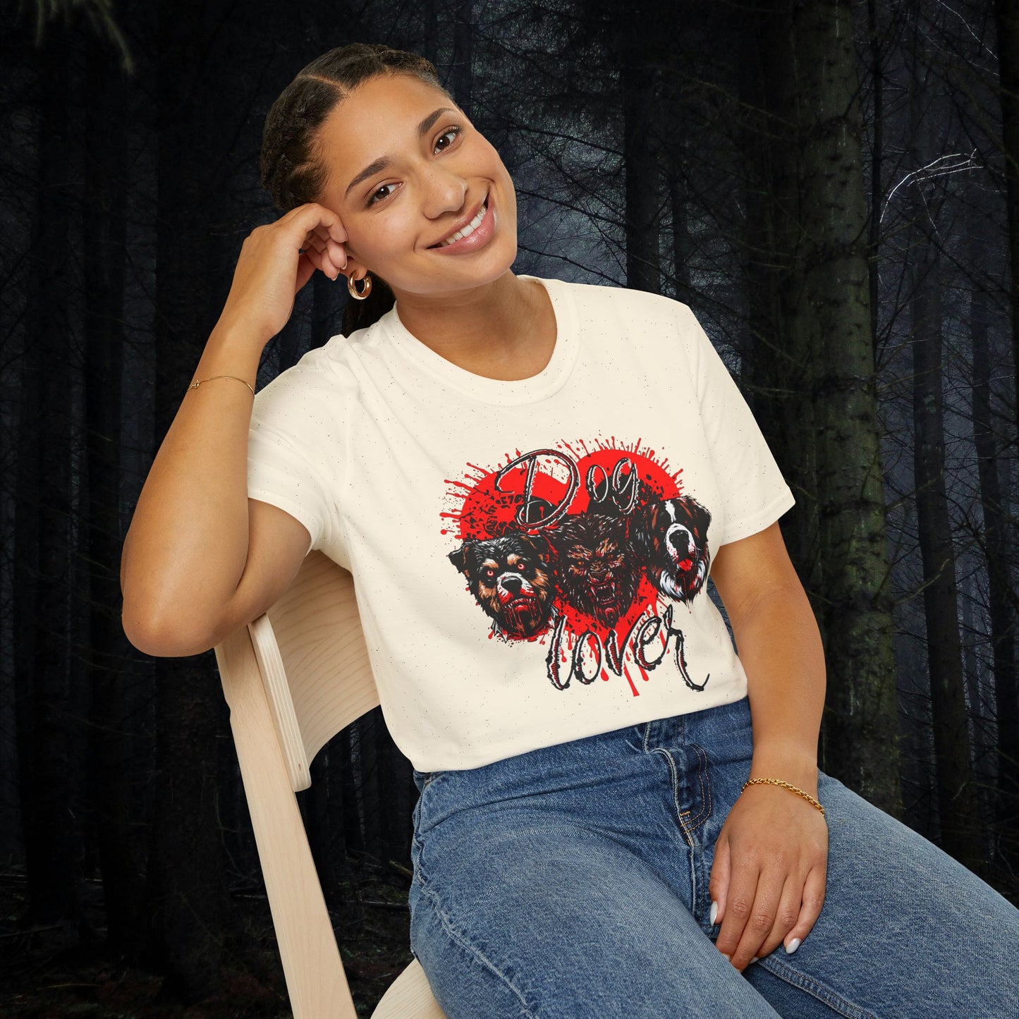 Dog Lover Hounds Of Hell Bloody heart Horror Fun Unisex Softstyle T-Shirt Animal Dark Humor Shirt