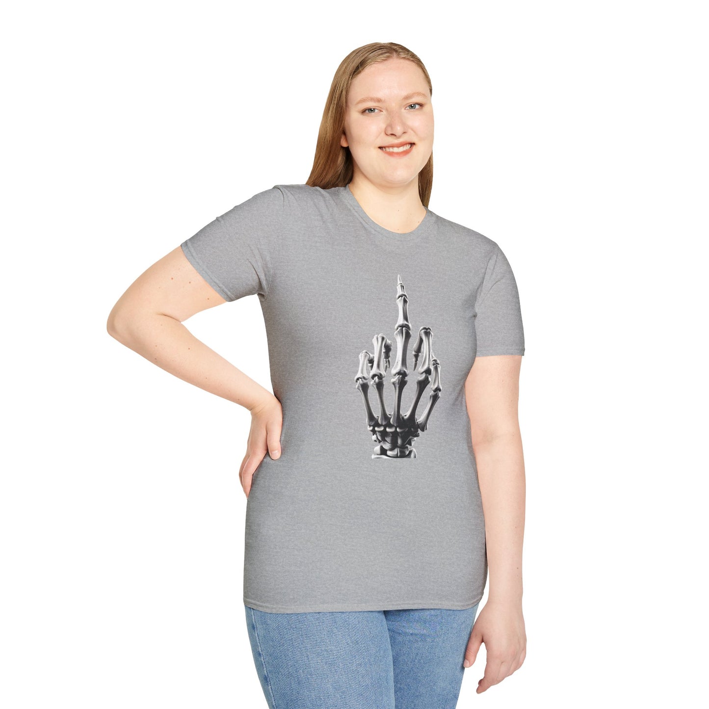 Skeleton Middle Finger T-Shirt — Edgy Gothic Graphic Tee