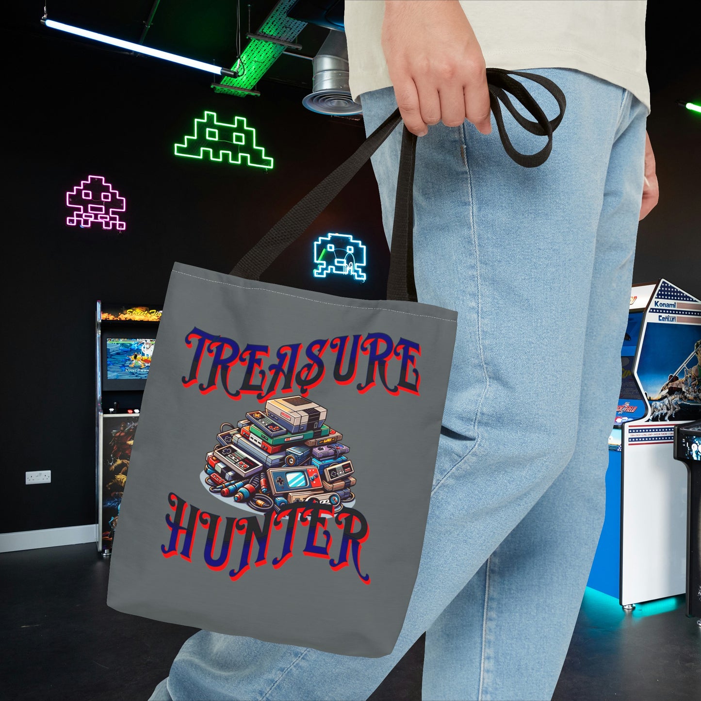 Treasure Hunter Retro Video Gamer Tote Bag (AOP) Collectors Vintage Games and Gaming