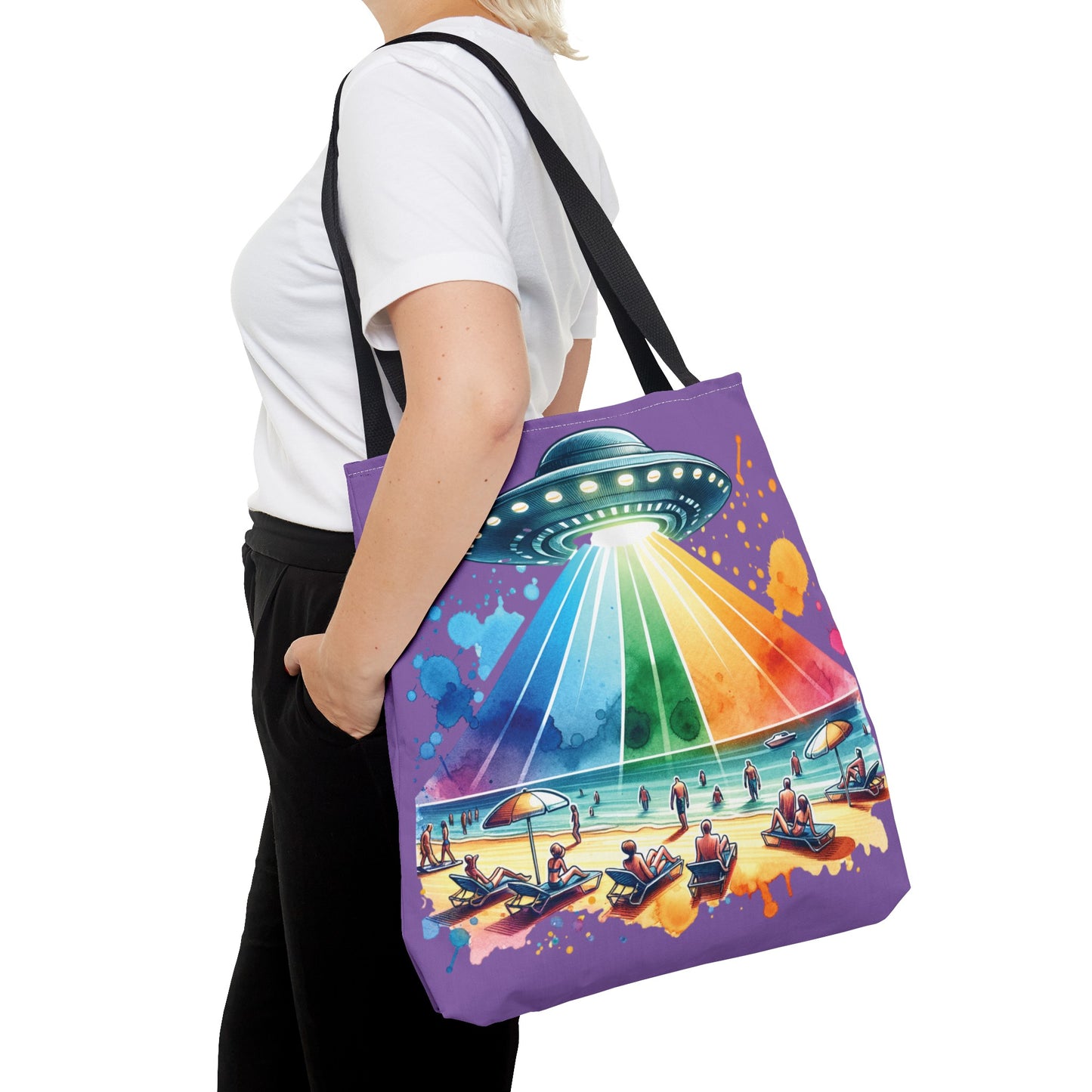 Summerween UFO Beach Day Shoulder Tote Bag (AOP) 3 Sizes