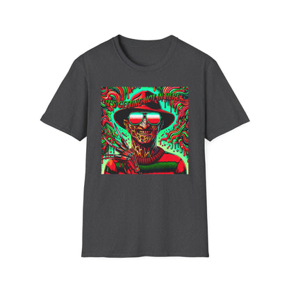 Horradelic Horror Freddy With Sunglasses Krueger It's Getting Hot In Here Unisex Softstyle T-Shirt Nightmare Fun Shirt Elm St