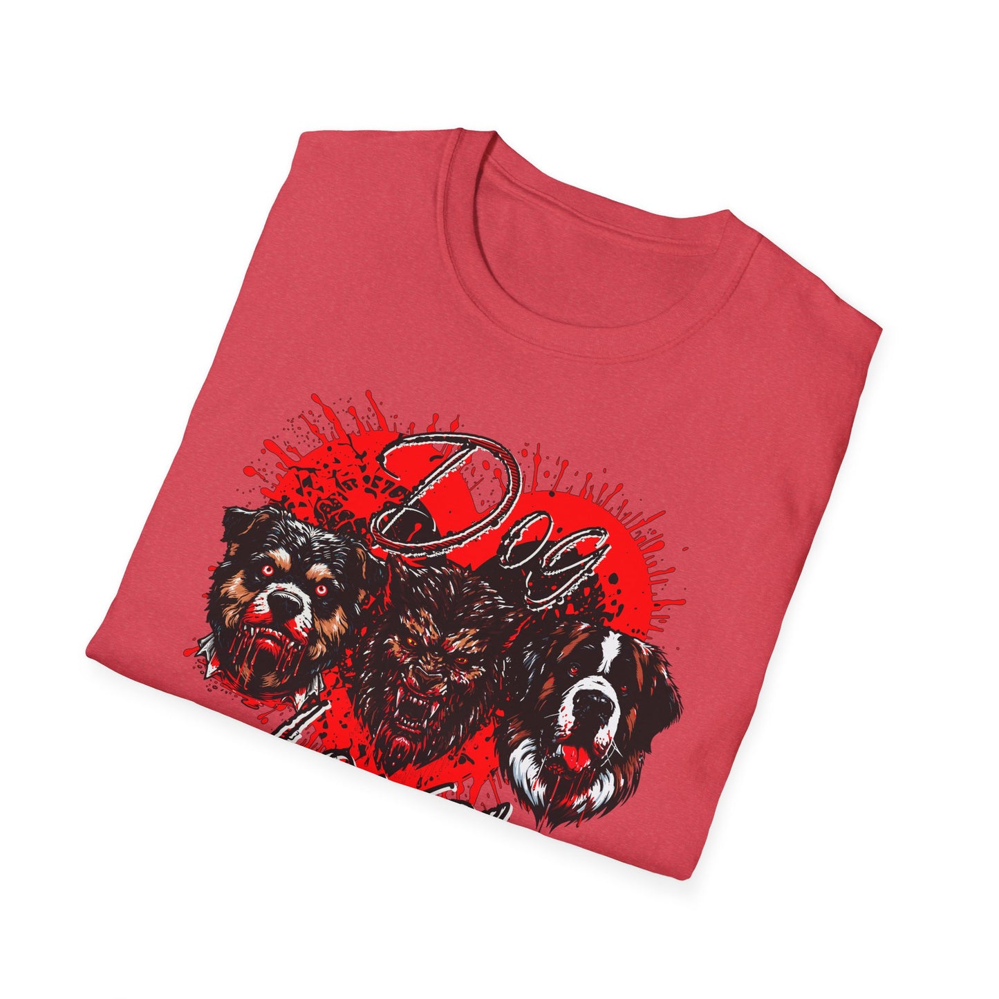 Dog Lover Hounds Of Hell Bloody heart Horror Fun Unisex Softstyle T-Shirt Animal Dark Humor Shirt