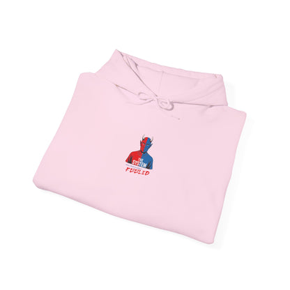 Hooded Sweatshirt - The System - Real People Arent Fooled Red Blue Design
