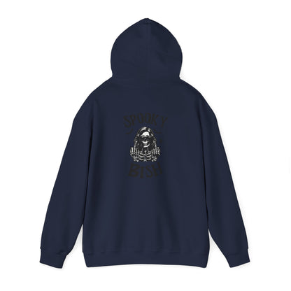 Spooky Bish Hoodie — Skeleton Finger and Sunglasses Design