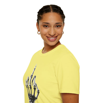 Skeleton Middle Finger T-Shirt — Edgy Gothic Graphic Tee