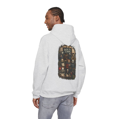 Horror Icons "Back to School" Hoodie — Vintage Movie Villains Graphic Sweatshirt