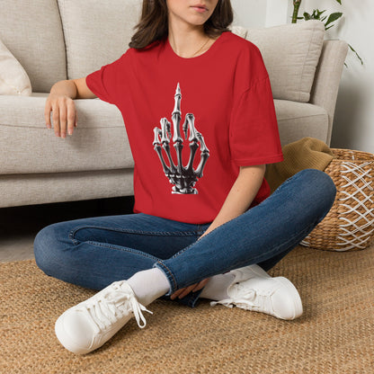 Skeleton Middle Finger T-Shirt — Edgy Gothic Graphic Tee