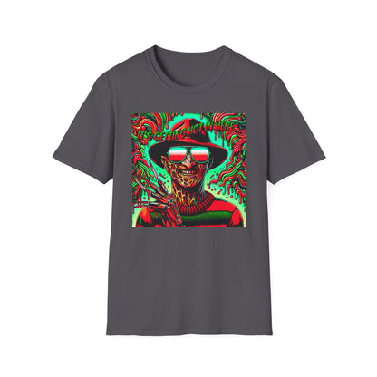 Horradelic Horror Freddy With Sunglasses Krueger It's Getting Hot In Here Unisex Softstyle T-Shirt Nightmare Fun Shirt Elm St