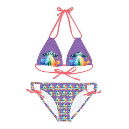 Summerween UFO Beach Day Strappy Bikini Set (AOP)