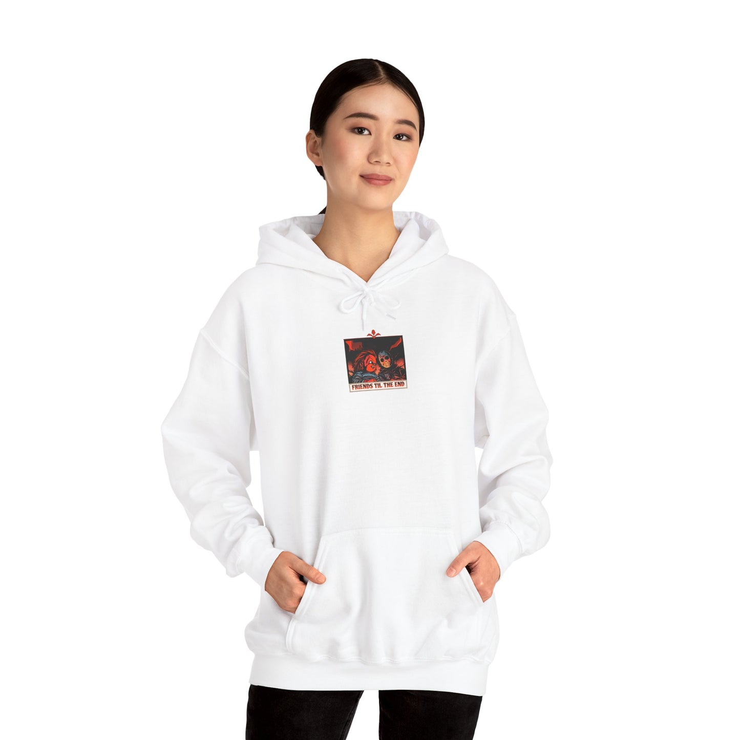 Hoodie - Friends Til The End Horror Movie Icon Friends Graphic Hoodie