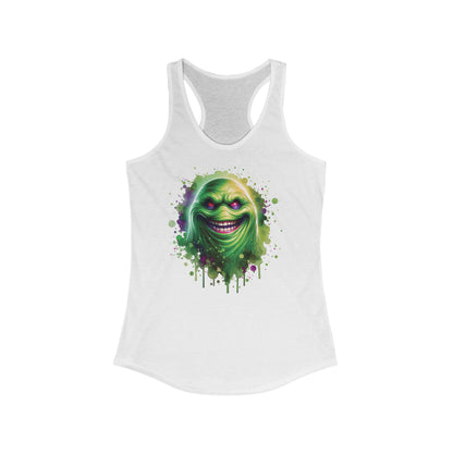 Slimey Ghost Smiling Horror Fun Womens Ideal Racerback Tank Top