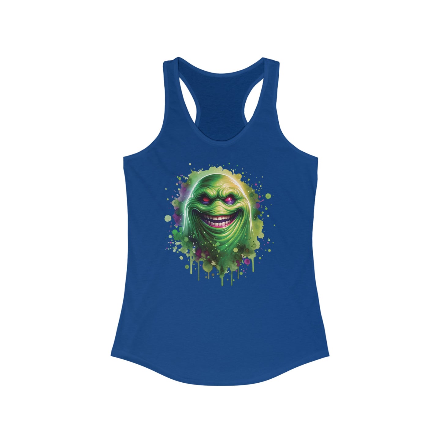 Slimey Ghost Smiling Horror Fun Womens Ideal Racerback Tank Top