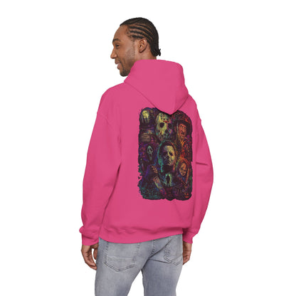 Horror Icons Hoodie — Vintage Slasher Collage Sweatshirt