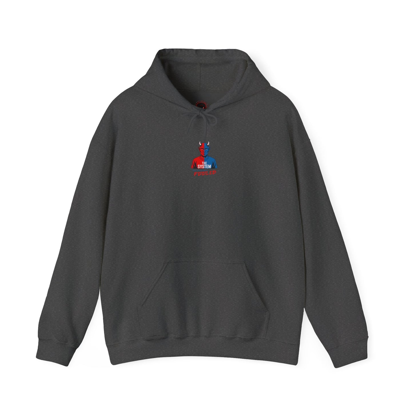 Hooded Sweatshirt - The System - Real People Arent Fooled Red Blue Design