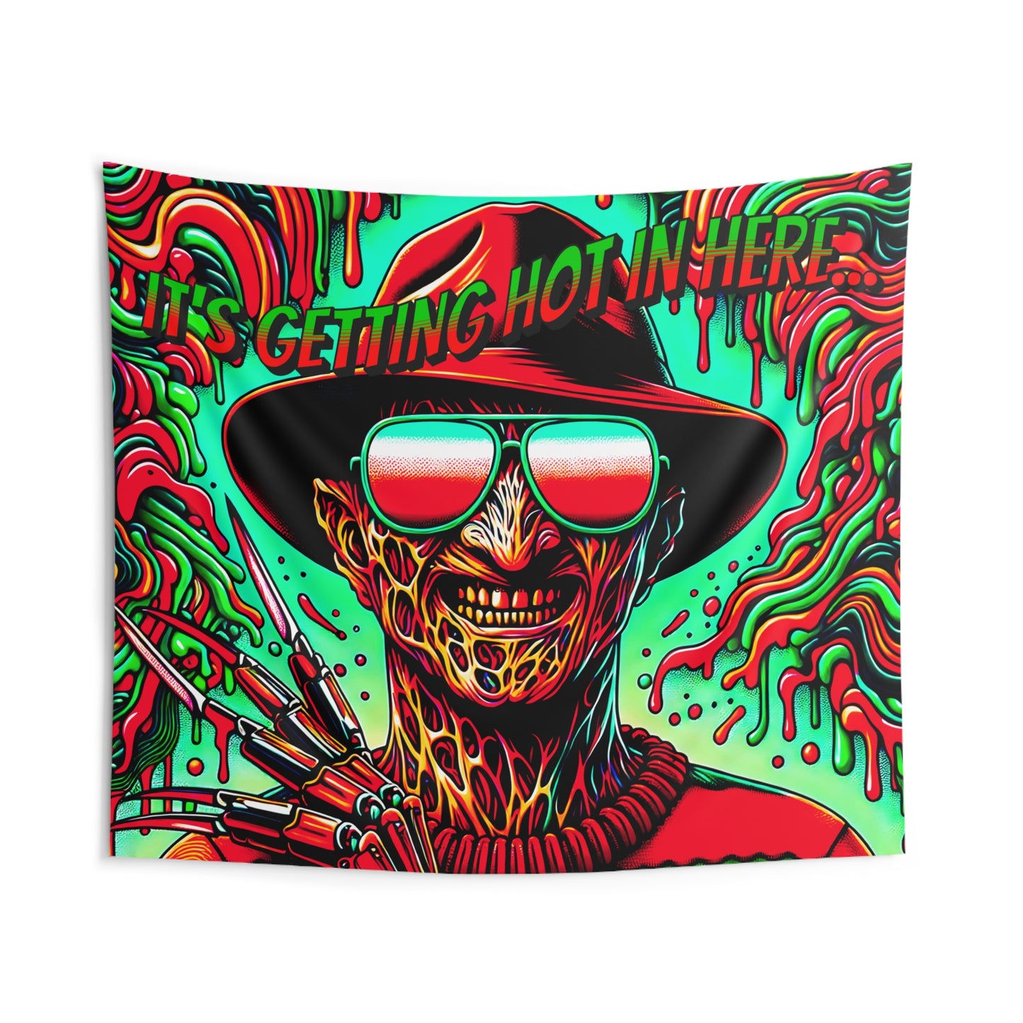 Horradelic It's Getting Hot In Here Freddy Wearing Sunglasses Krueger Horror Fun Indoor Wall Tapestries Art Multiple Sizes