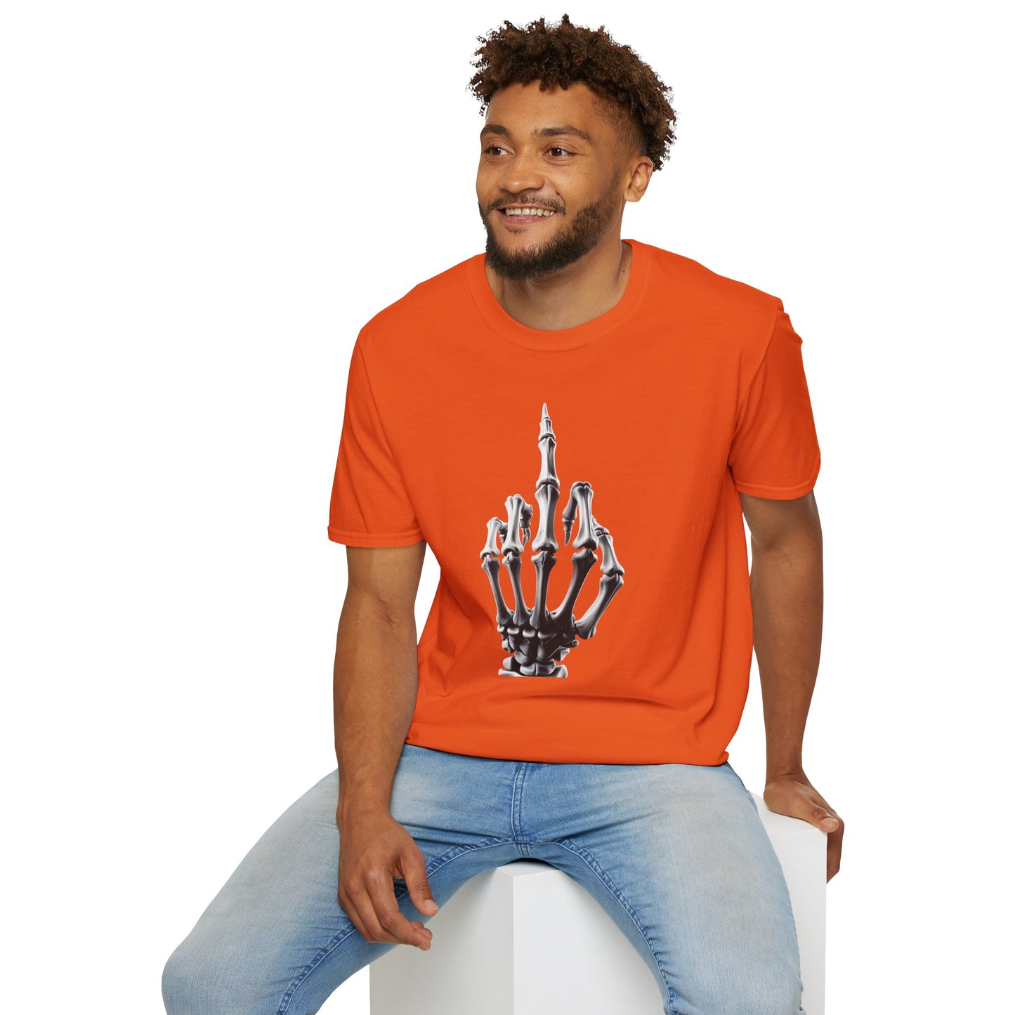 Skeleton Middle Finger T-Shirt — Edgy Gothic Graphic Tee