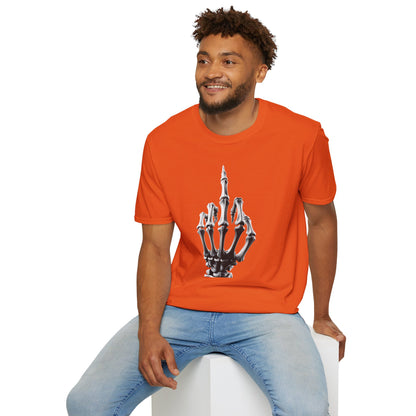 Skeleton Middle Finger T-Shirt — Edgy Gothic Graphic Tee