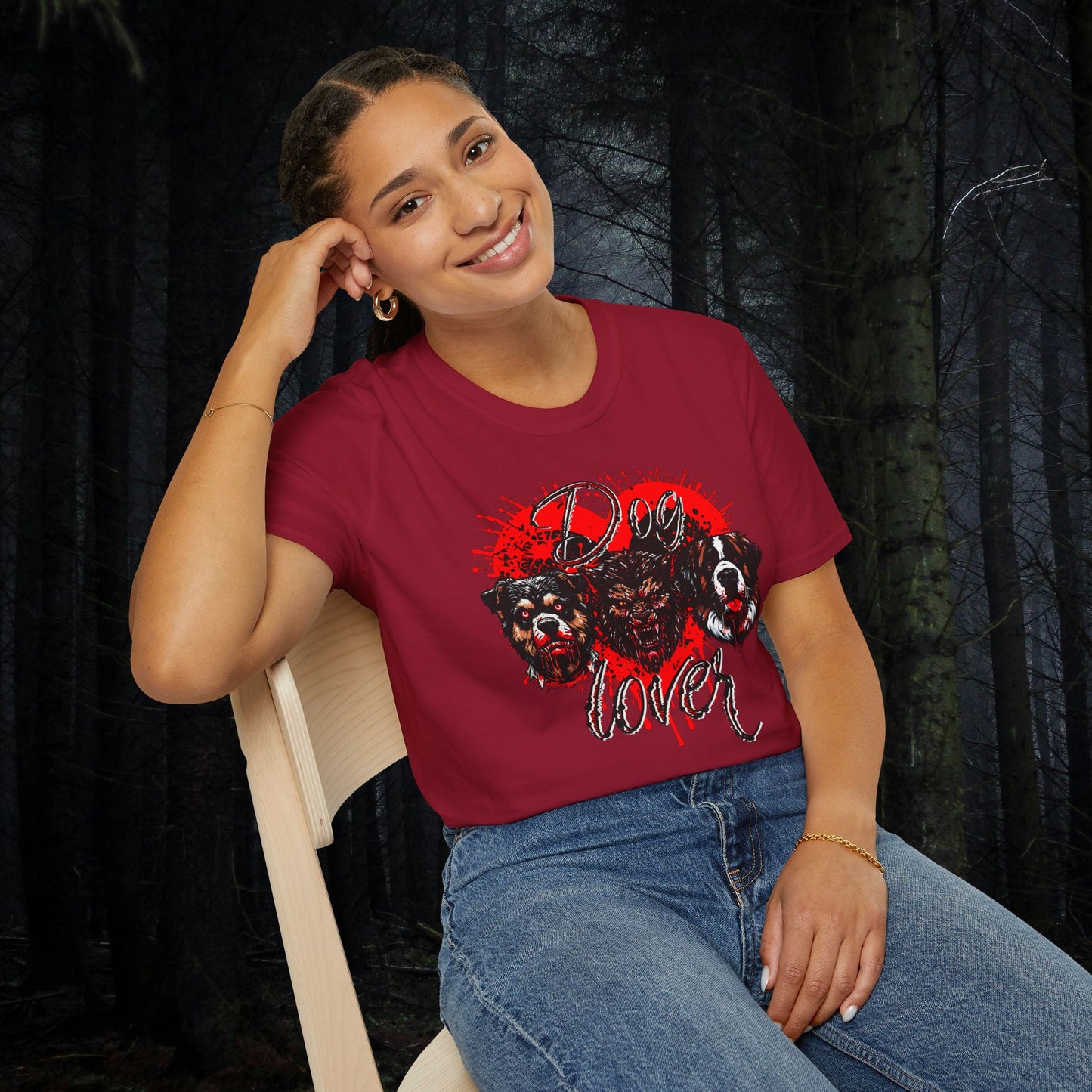 Dog Lover Hounds Of Hell Bloody heart Horror Fun Unisex Softstyle T-Shirt Animal Dark Humor Shirt
