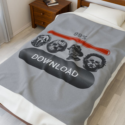 Horror Icons '99% Download' Velveteen Plush Blanket — Cozy Spooky Season Throw