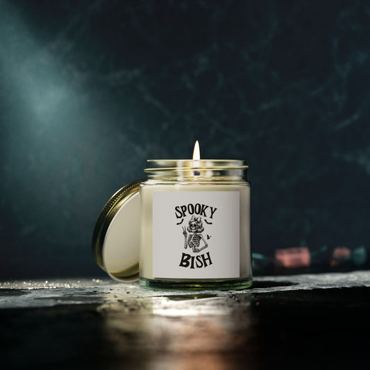 Scented Candle - Spooky Bish Female Skeleton Peace Sign (4oz, 9oz)