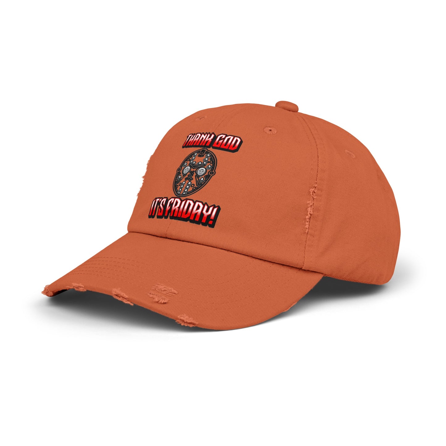 Thank god, It's Friday! TGIF Jason Hockey Mask Horror Fun Hat Unisex Distressed Cap