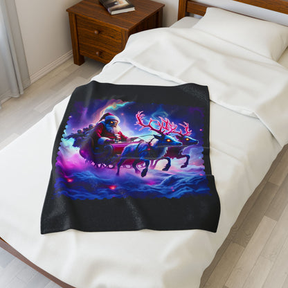 Holiday Zombie Santa Sleigh Velveteen Plush Blanket