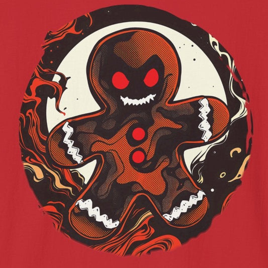 Evil Gingerbread T-Shirt – Spooky Holiday Horror Cookie Design