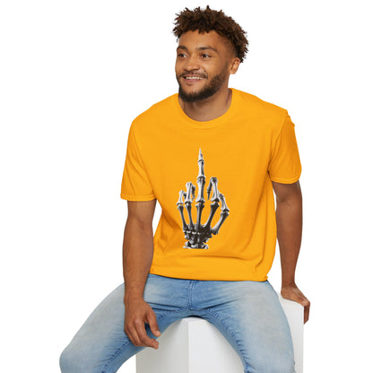 Skeleton Middle Finger T-Shirt — Edgy Gothic Graphic Tee
