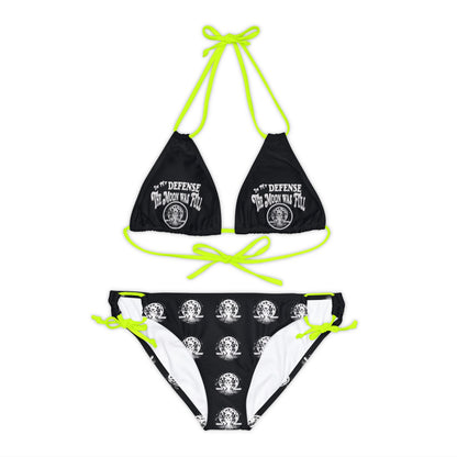 Summerween It's Not My Fault, The Moon Was Full Dancing Skeleton Strappy Bikini Set Swimsuit(AOP)