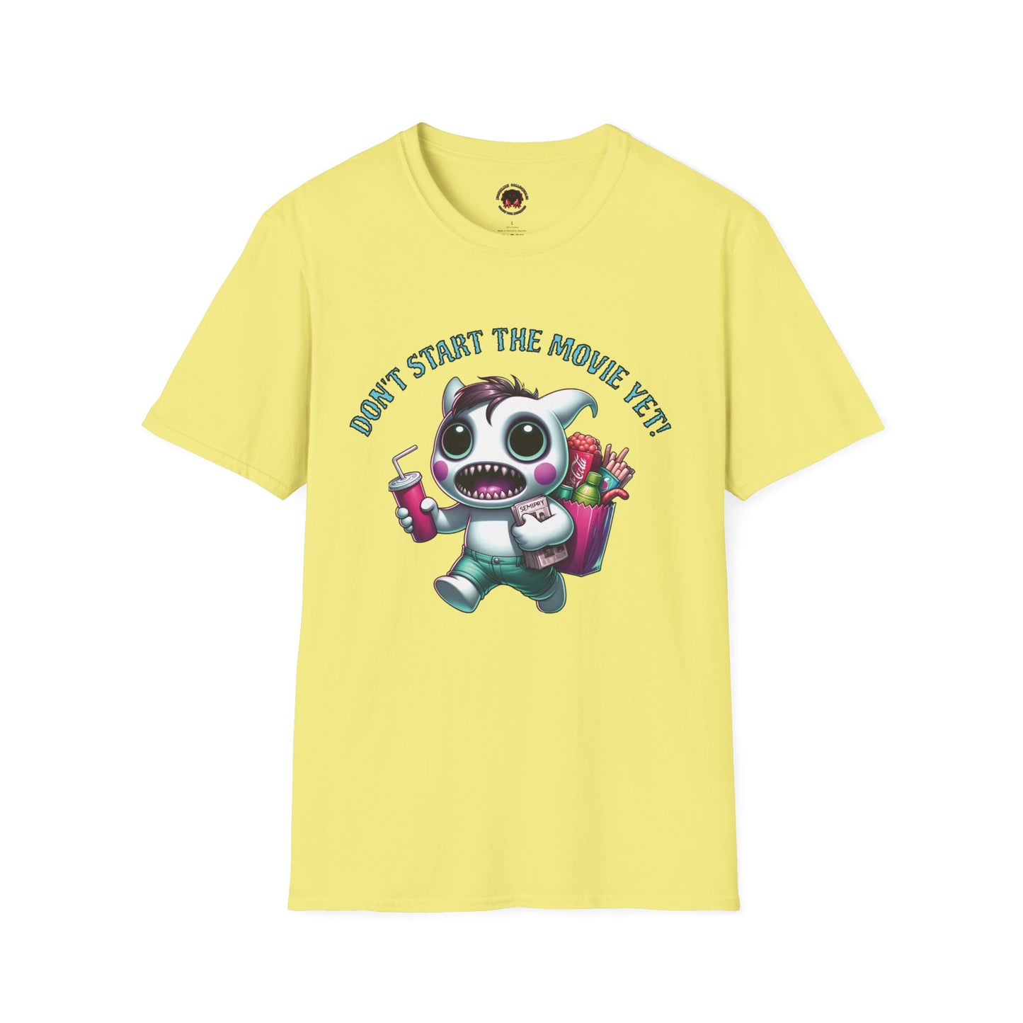 Don't Start The Movie Yet! Running Cute Monster Horror Fun Unisex Soft style T Shirt Mens Womens