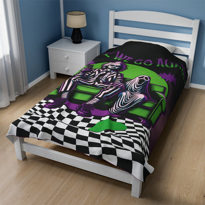 Beetlejuice 2 Inspired Here We Go Again Horror Fun Velveteen Plush Throw Blanket