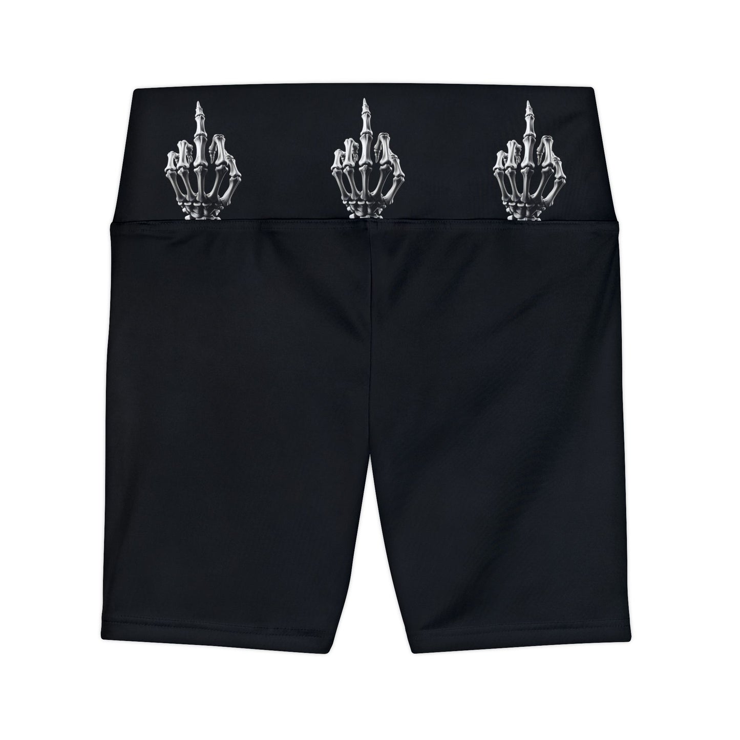 Skeleton Middle Finger Bike Shorts — Women's Gothic Workout Shorts