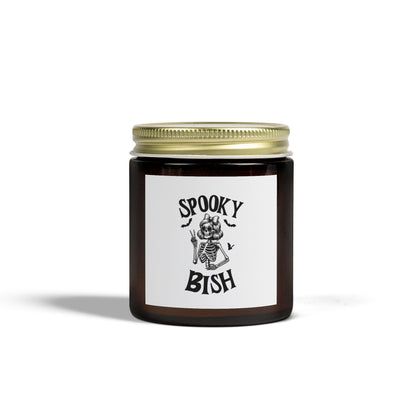Scented Candle - Spooky Bish Female Skeleton Peace Sign (4oz, 9oz)