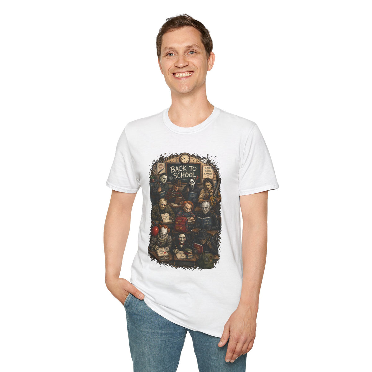 "Back to School" Horror Movie Character Class Portrait - T Shirt